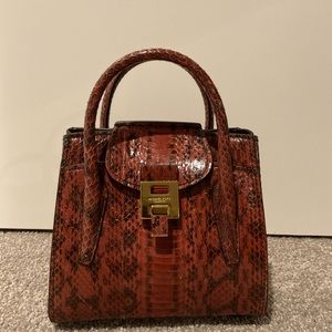Michael Kors collection Bancroft two tone snakeskin satchel.